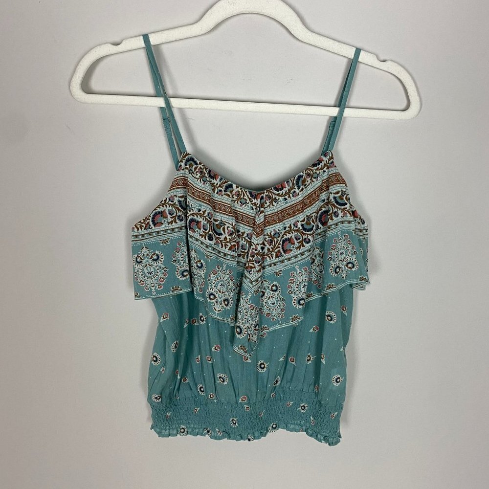 American‎ Eagle Ruffle Tank Top Womens XXS Country Western Ruffle Tiered